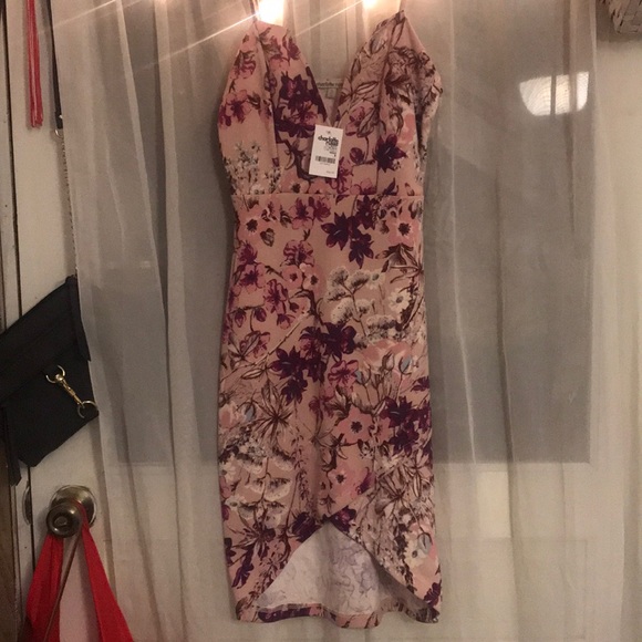 pink floral bodycon dress